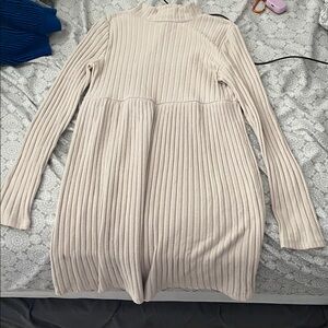 SO Women's Long Sleeve Ribbed Dress - Cream